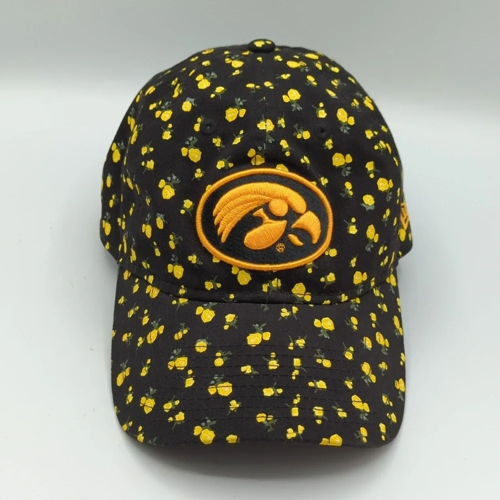 New Era Women's Iowa Hawkeyes Floral 9TWENTY Cap Hat Black Flower Strap Back